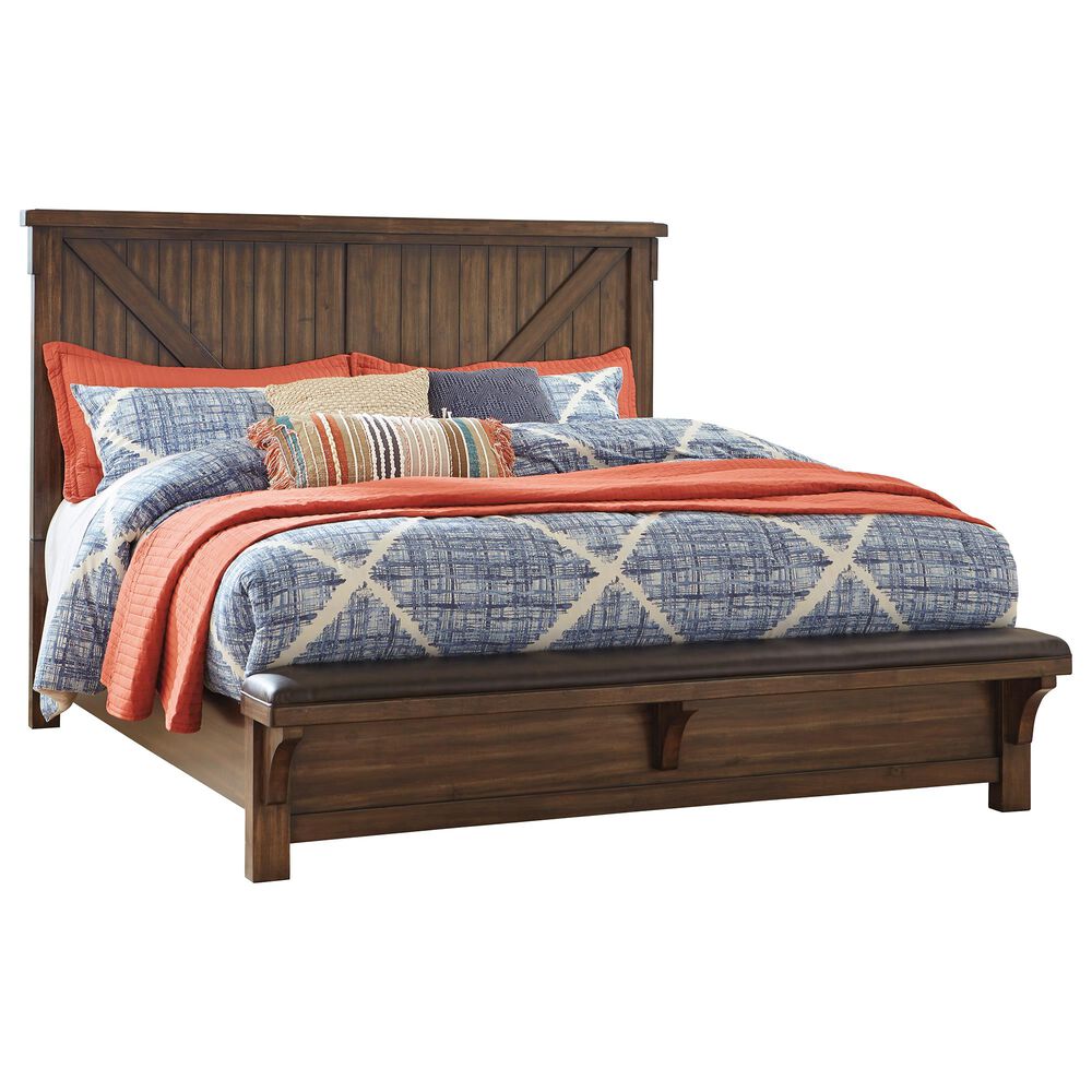 Signature Design by Ashley Lakeleigh Queen Panel Bed with Footboard Bench in Dark Brown, , large