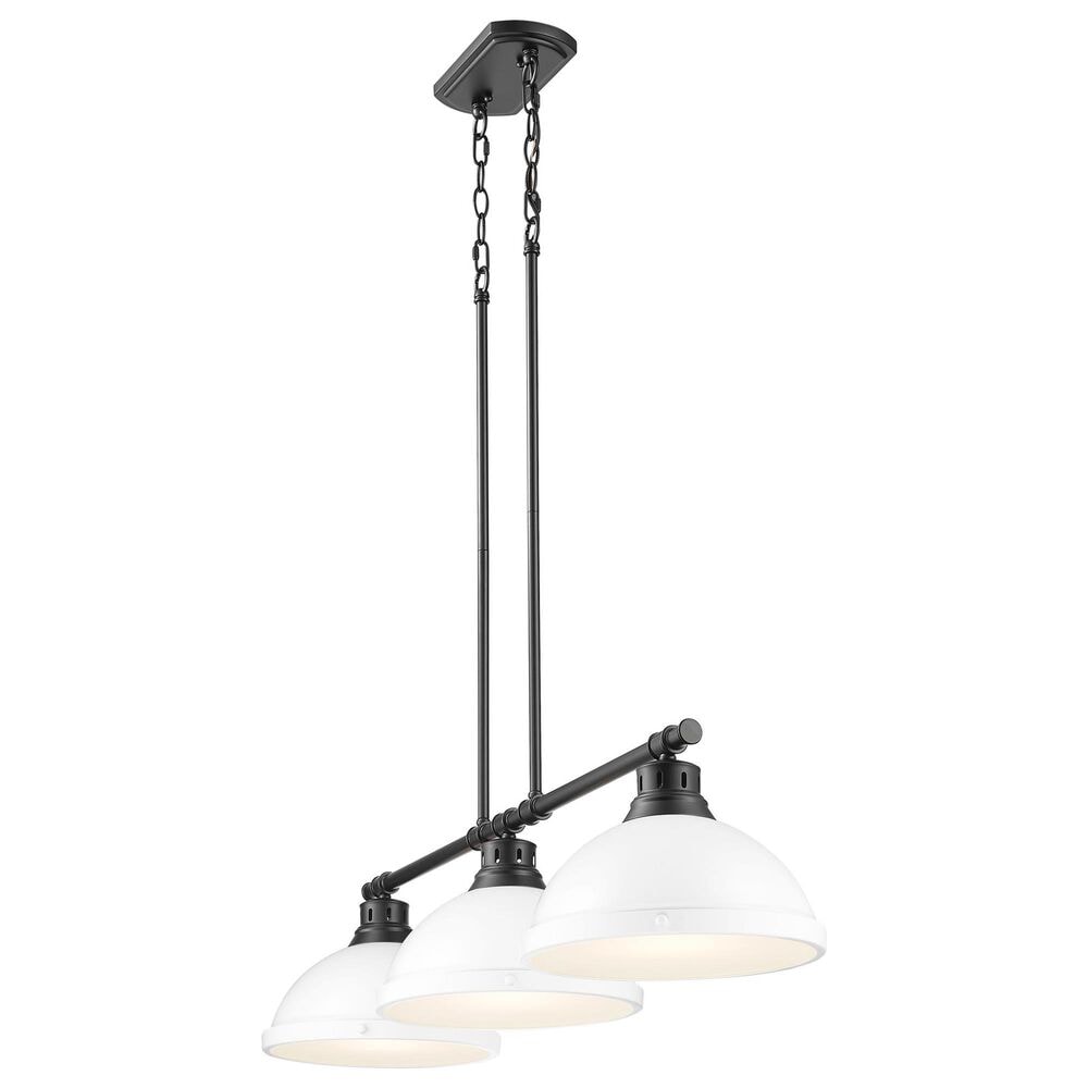 Golden Lighting Duncan 3-Light Pendant with Matte White Shade in Matte Black, , large