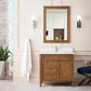 James Martin Vanities Brittany 36" Single Bathroom Vanity in Saddle Brown with Single Hole 3 cm White Zeus Quartz Top and Rectangular Sink, , large
