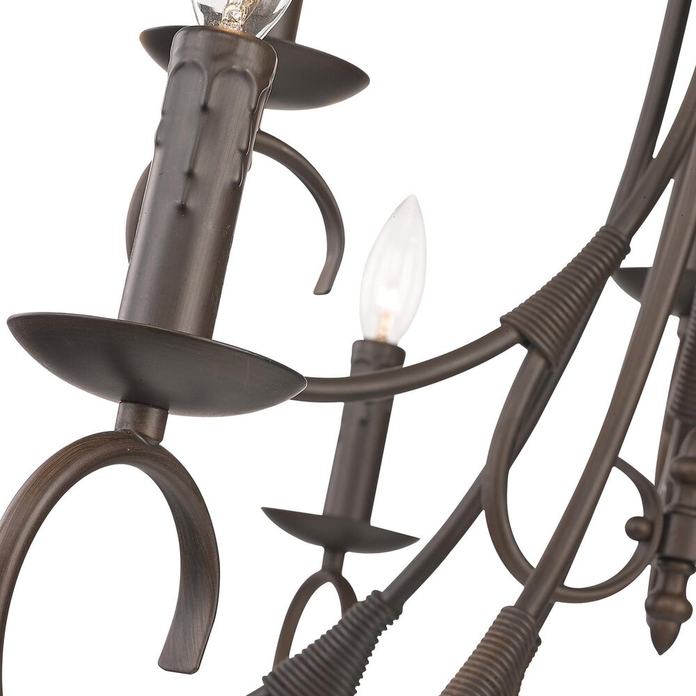 Golden Lighting Homestead 9-Light Candelabra Chandelier in Rubbed Bronze, , large