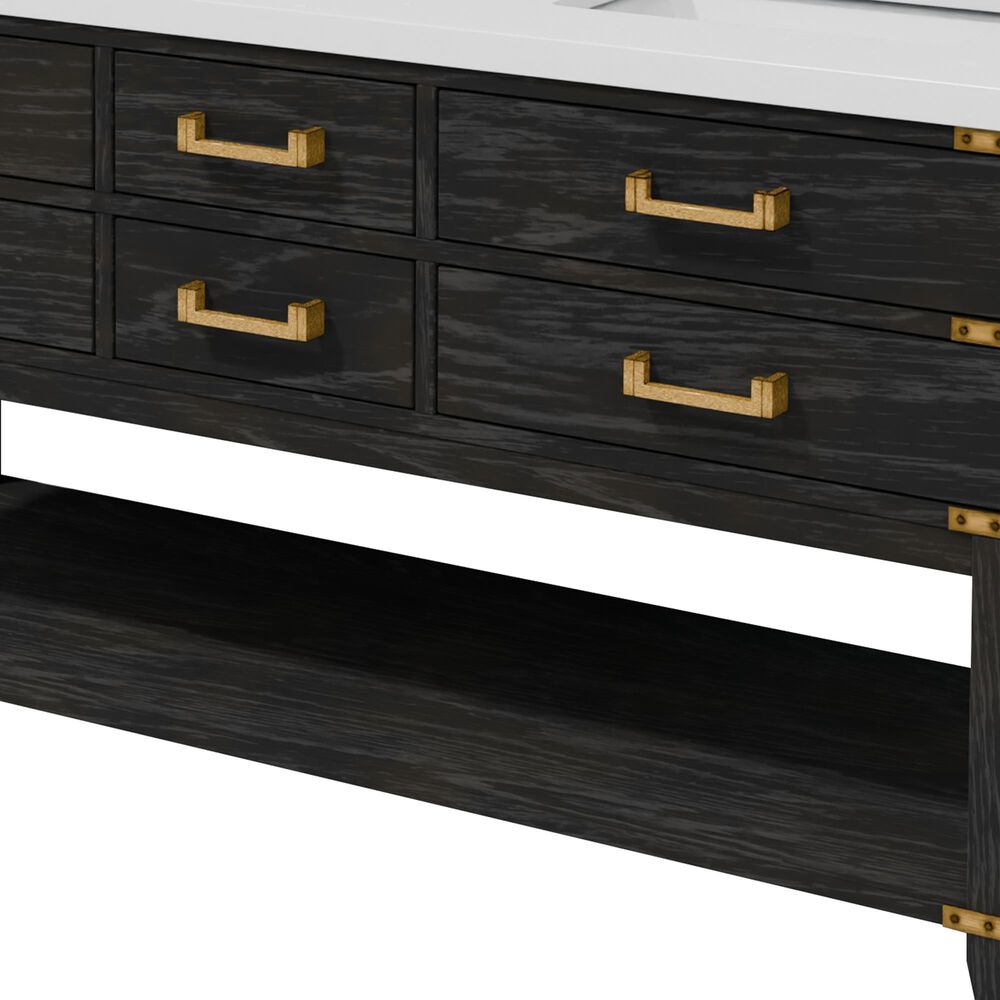 Lexora Home Norwalk 60" Double Bathroom Vanity in Black Oak with White Quartz Top and Rectangular Sinks, , large