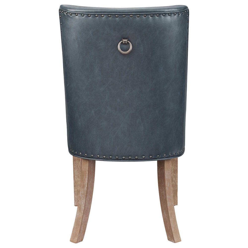 Linon Home Decor Adler Side Chair with Navy Faux Leather Cushion in Natural, , large