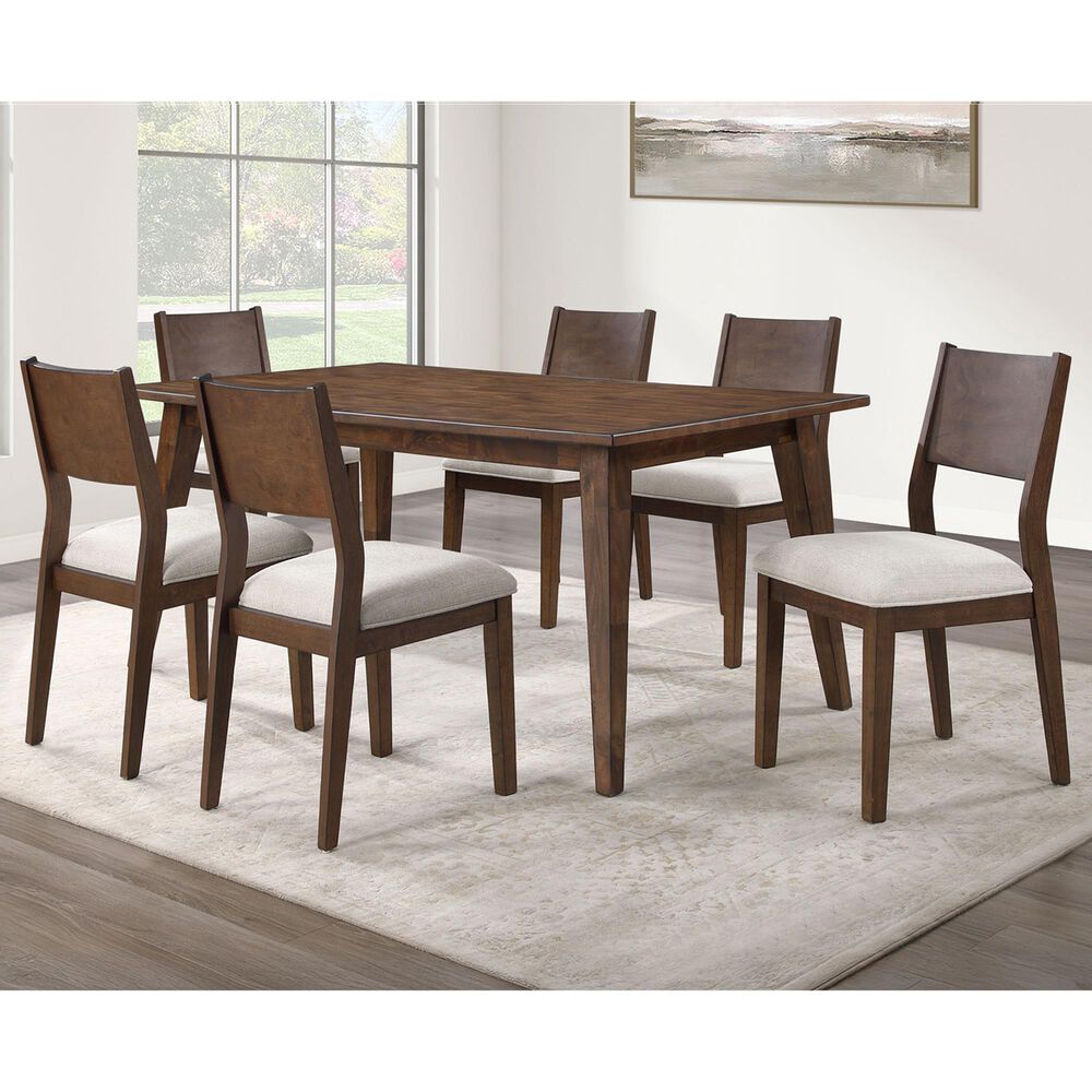 STEVE SILVER Canton 7-Piece Rectangular Dining Set in Brown Cherry, , large