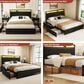 HOMLUX Full Upholstered Platform Storage Bed Frame in Black, , large