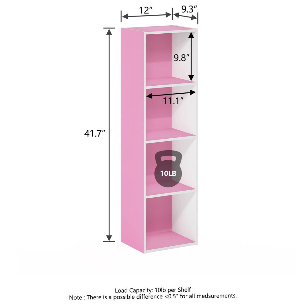 HOMLUX 4-Tier Open Shelf Display Organizer Bookcase in Pink and White, , large