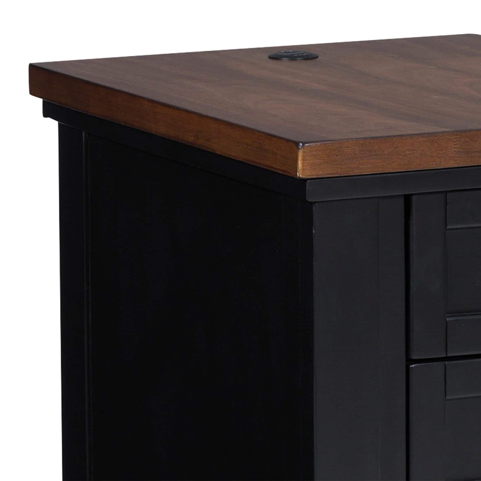 Ashley Wildenauer Chair Side End Table in Warm Satin Black and Brown
