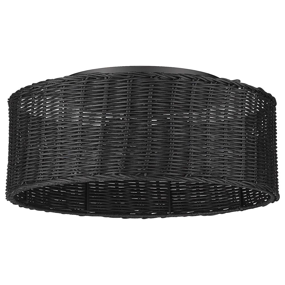Golden Lighting Erma 3-Light Flush Mount with Black Wicker Shadein Matte Black, , large