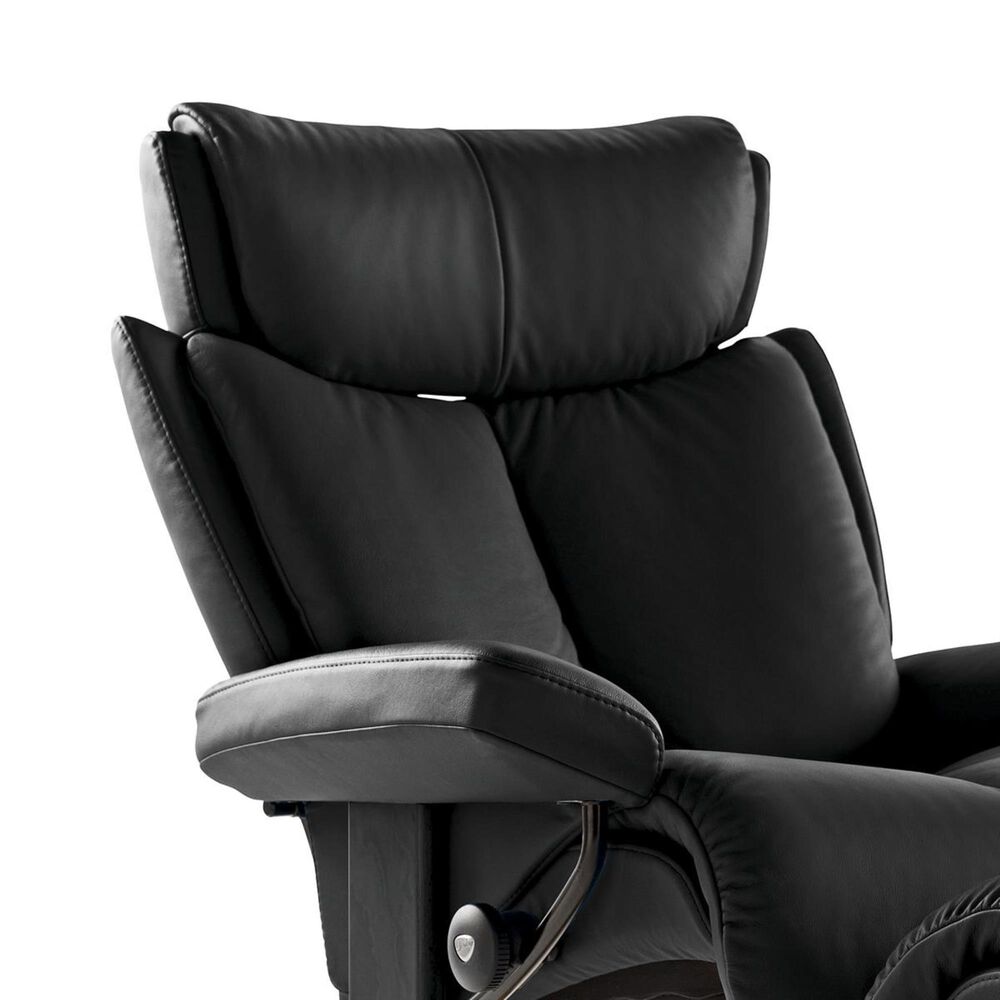 Stressless Magic Small Chair and Ottoman with Black Base in Paloma Black, , large
