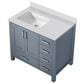 Lexora Home Jacques 36" Left Offset Single Bathroom Vanity in Dark Grey with 2 cm White Quartz Top and Rectangular Sink, , large