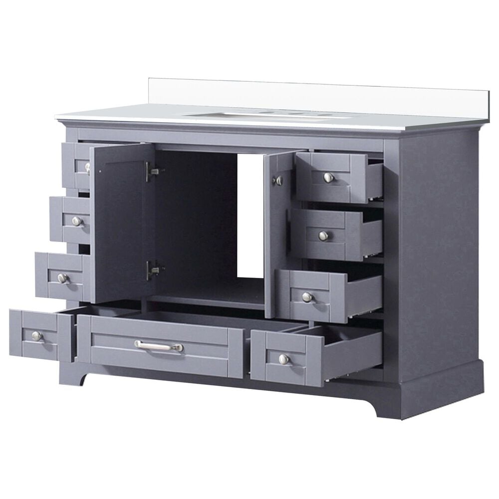 Lexora Home Dukes 48&quot; Single Bathroom Vanity in Dark Grey with 2 cm White Cultured Marble Top and Rectangular Sink, , large