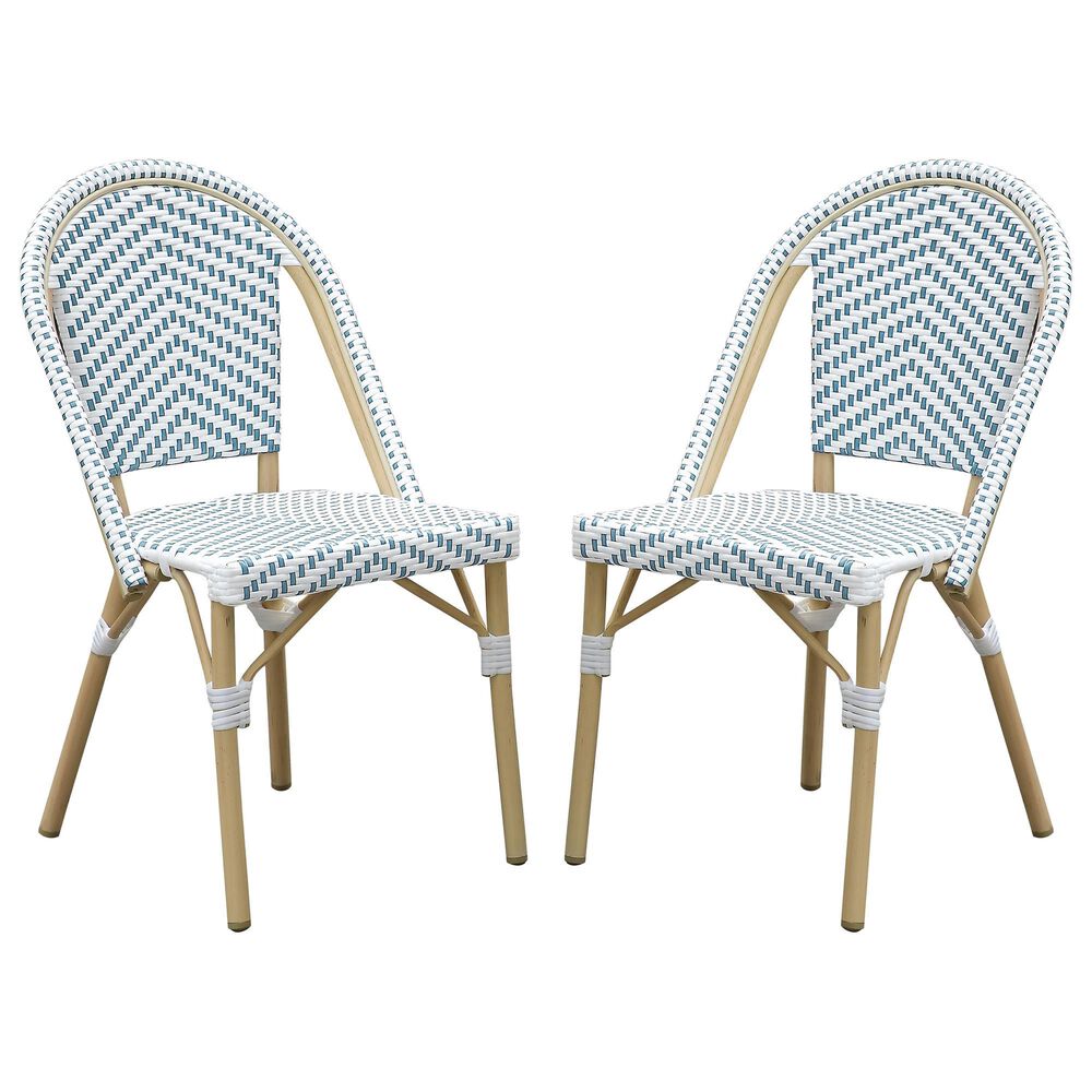Furniture of America Toby Patio Side Chair in Blue/White (Set of 2), , large
