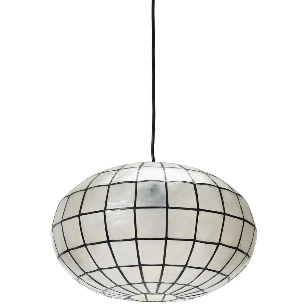 Creative Coop Ollie 1-Light Ceiling Light with White and Black Shade, , large