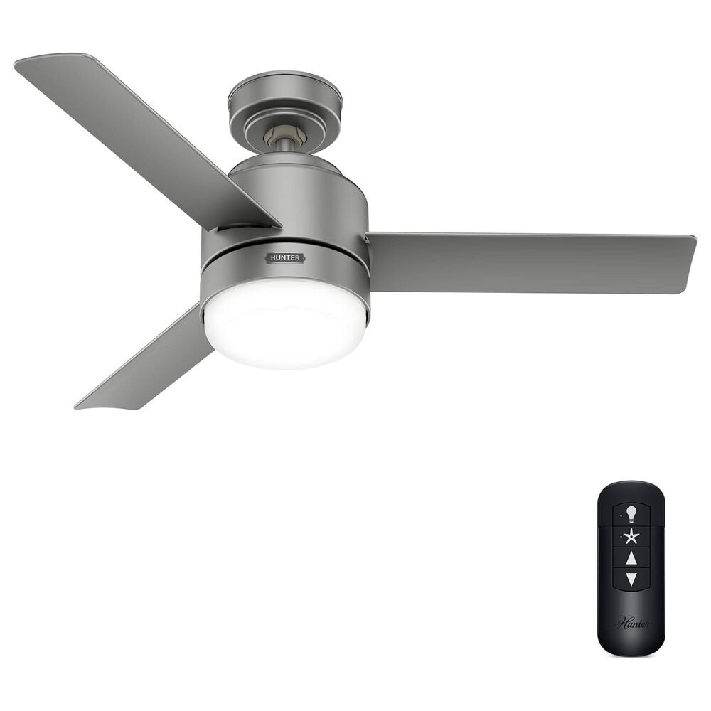 Hunter Gilmour 44&quot; Outdoor Ceiling Fan with LED Lights in Matte Silver, , large