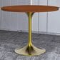 Leisuremod LeisureMod Verve Collection 36 Round Dining Table, Brushed Gold Base with Cognac Brown MDF Top, , large