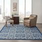 Nourison Aloha Damask 9"6" x 13" Grey and Blue Indoor/Outdoor Area Rug, , large