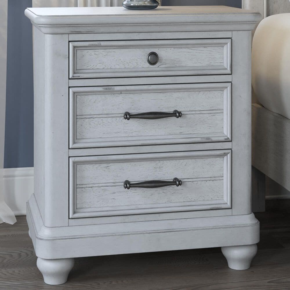 Emerald Home Furnishings New Haven 3-Drawer Nightstand in Oyster Shell, , large