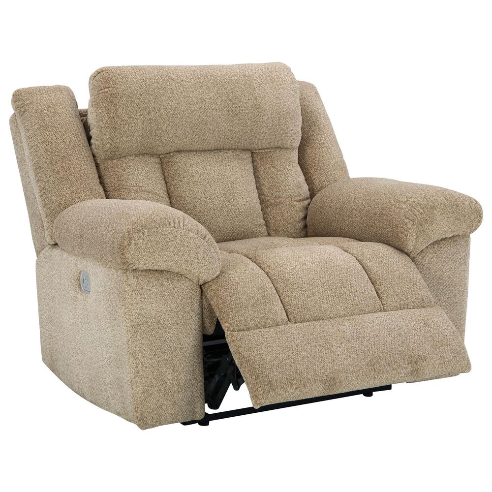 Ashley Tip-Off Power Recliner with Adjustable Headrest in Wheat, , large