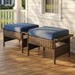 Sunwell Garden Outdoor Ottoman with Navy Cushion in Brown (Set of 2), , large