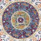 L&R Resources Sinuous Floral Medallion Mosaic 4" Round White, Green, Blue, Red and Orange Area Rug, , large