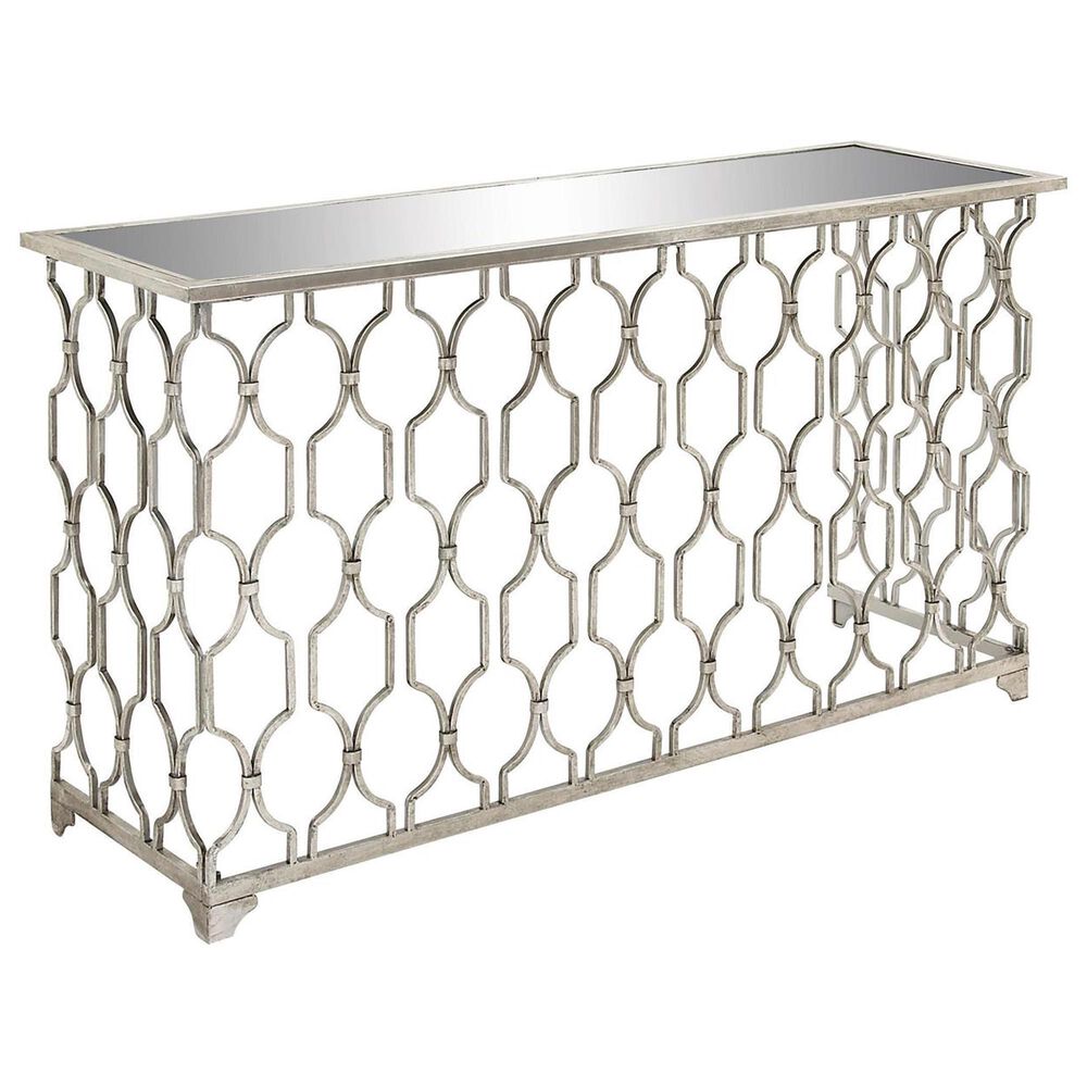 Maple and Jade Console Table with Mirrored Glass Top in Silver, , large