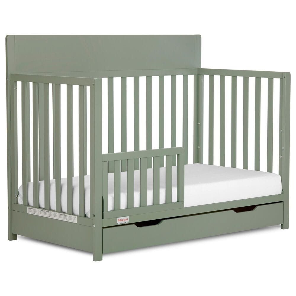 Evolur Meadowbrook 4-In-1 Convertible Crib with Drawer in Meadow Green, , large