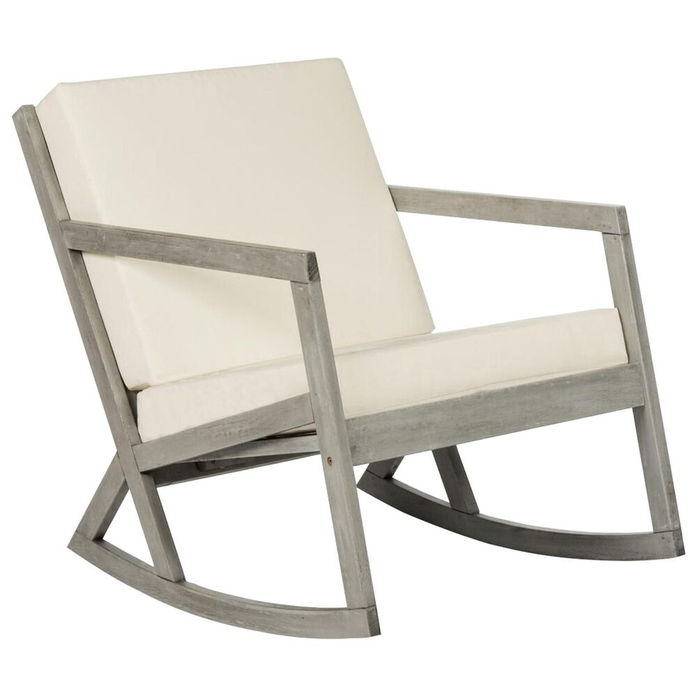 Safavieh Vernon Rocking Chair in Grey/Beige, , large