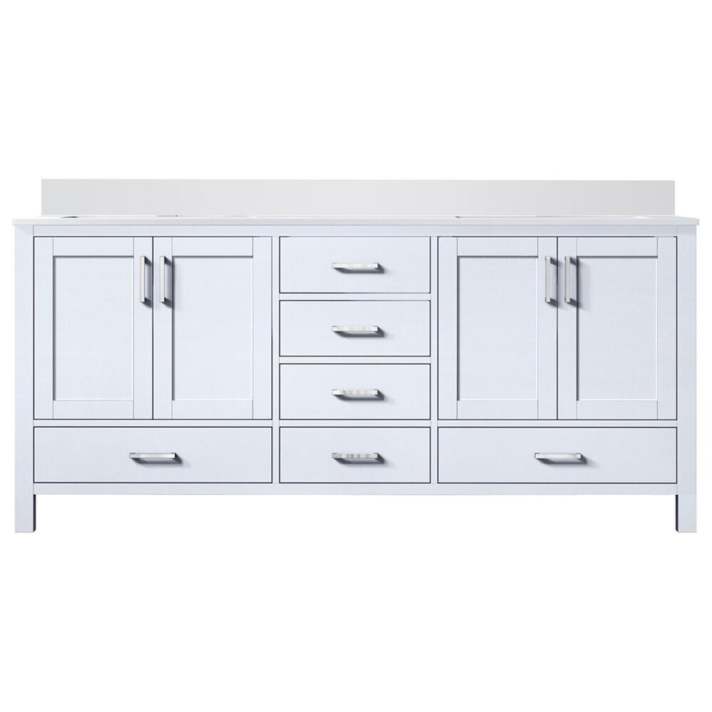 Lexora Home Jacques 72&quot; Double Bathroom Vanity in White with 2 cm White Quartz Top and Rectangular Sinks, , large