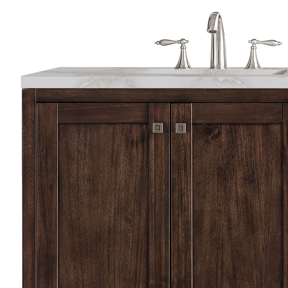 James Martin Vanities Addison 72&quot; Double Bathroom Vanity in Mid-Century Acacia with 3 cm Victorian Silver Quartz Top and Rectangular Sinks, , large