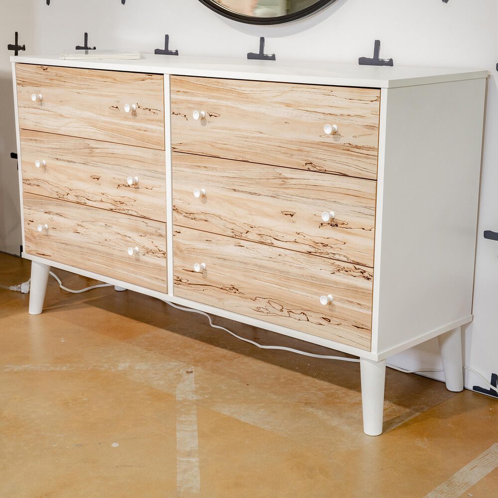 Signature Design by Ashley Piperton 6 Drawer Dresser in Matte White and Sugarberry, , large