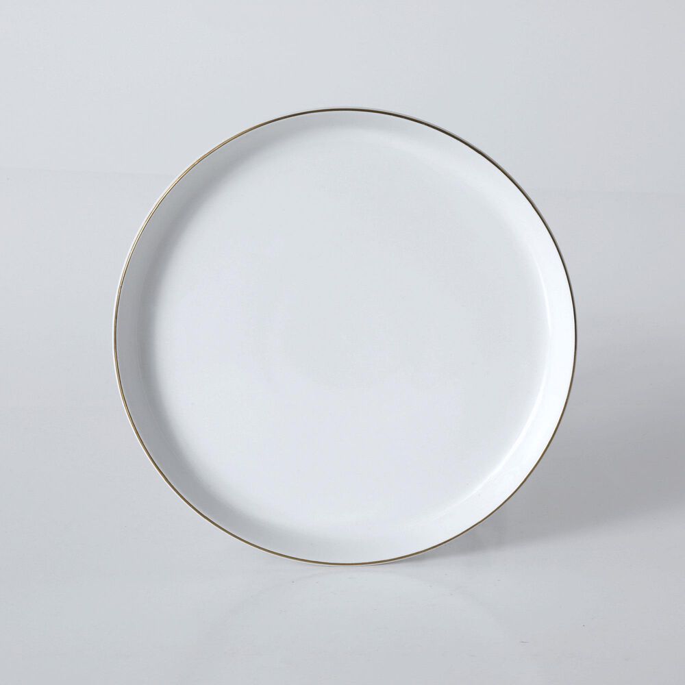 Gibson Overseas, Inc White Deco 12-Piece Dinnerware Set in White and Gold Band, , large