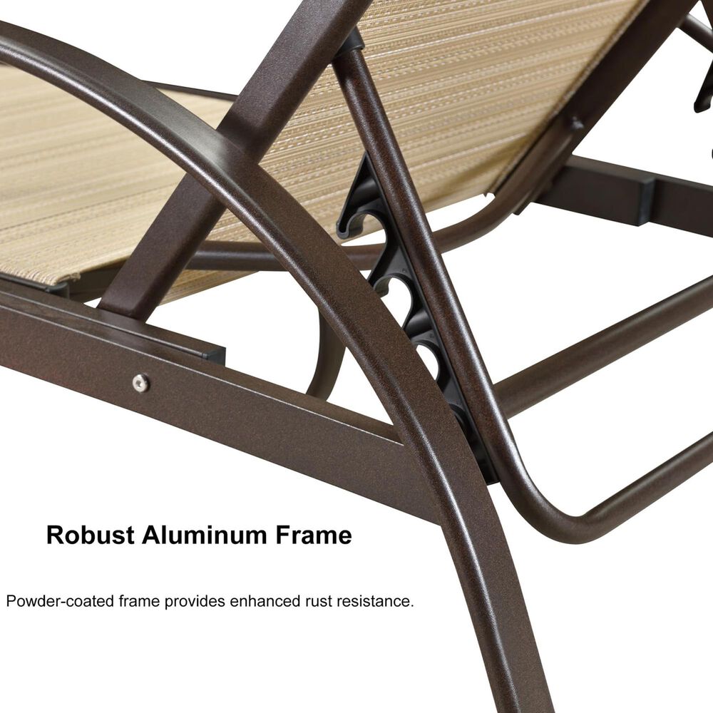 HOMLUX 3-Piece Patio Chaise Lounge Set in Light Khaki, , large