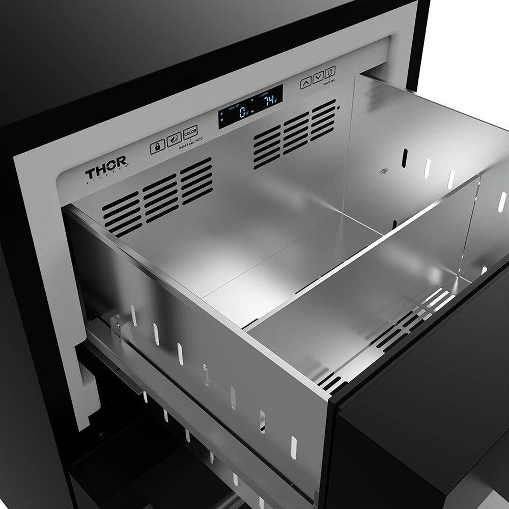 Thor Kitchen Gordon Ramsay 5.4 Cu. Ft. Undercounter Drawer Refrigerator with Stainless Steel Handle Kit in Black, , large