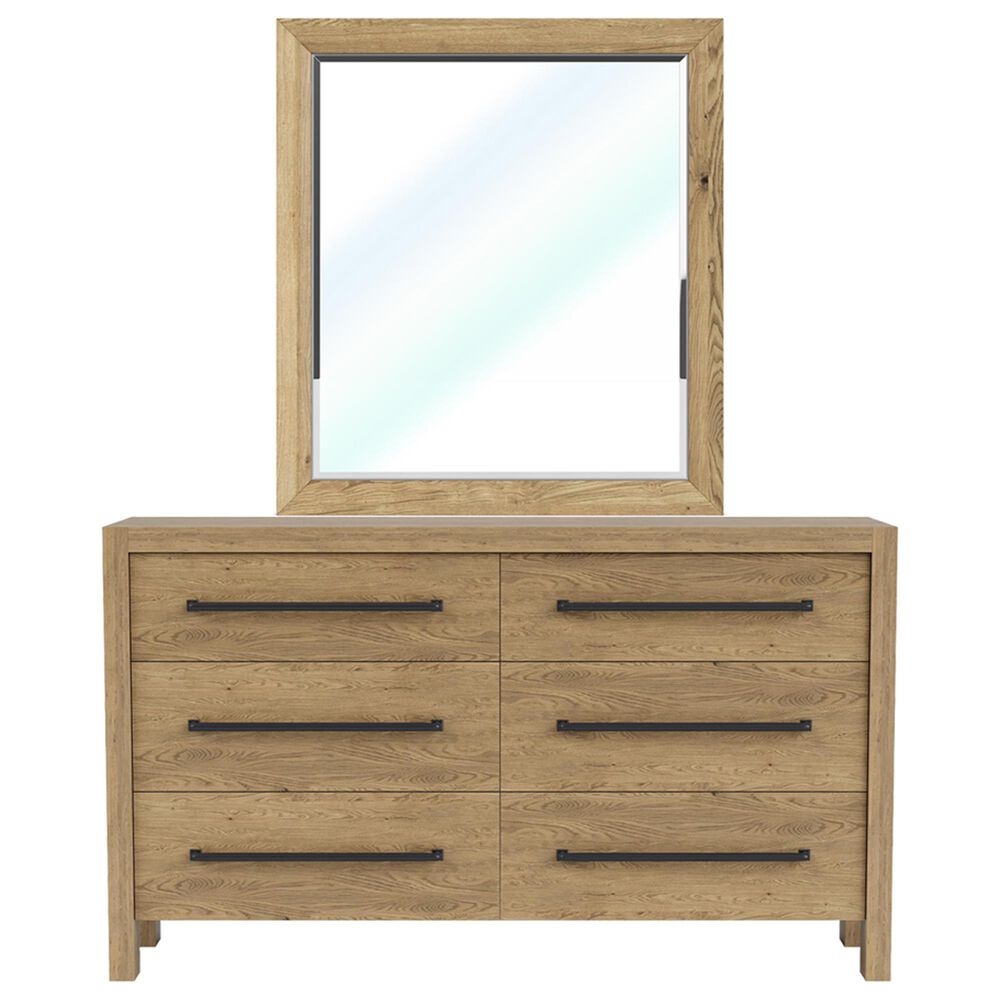 Shannon Hills Davie 6-Drawer Dresser and Mirror in Pale Oak, , large