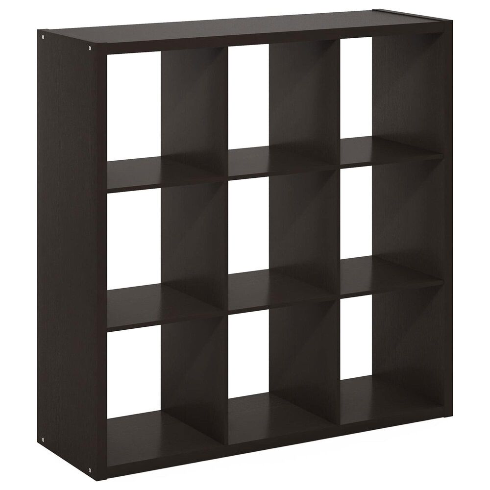 HOMLUX 9-Cube Reversible Open Back Bookshelf in Dark Oak, , large