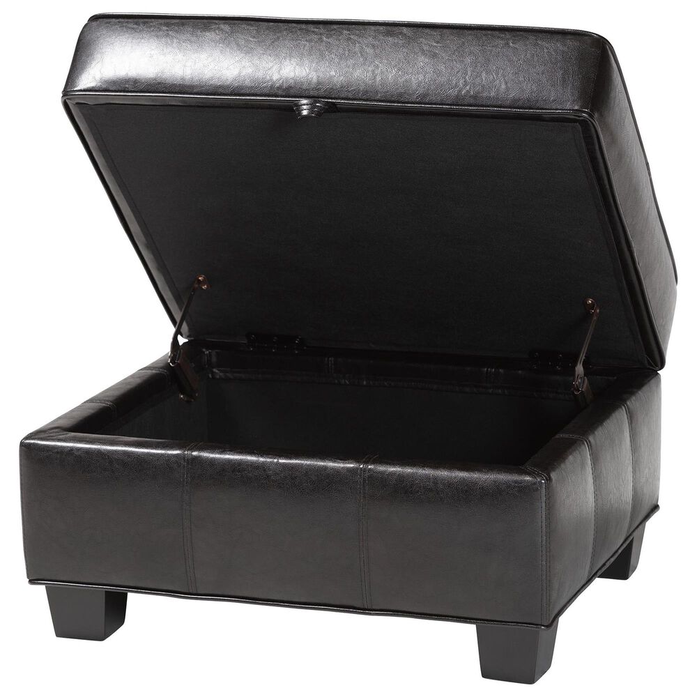 Baxton Studio Agustus Storage Ottoman in Brown, , large