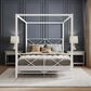 Furniture of America Rosadale Queen X-Cross Canopy Bed in White, , large