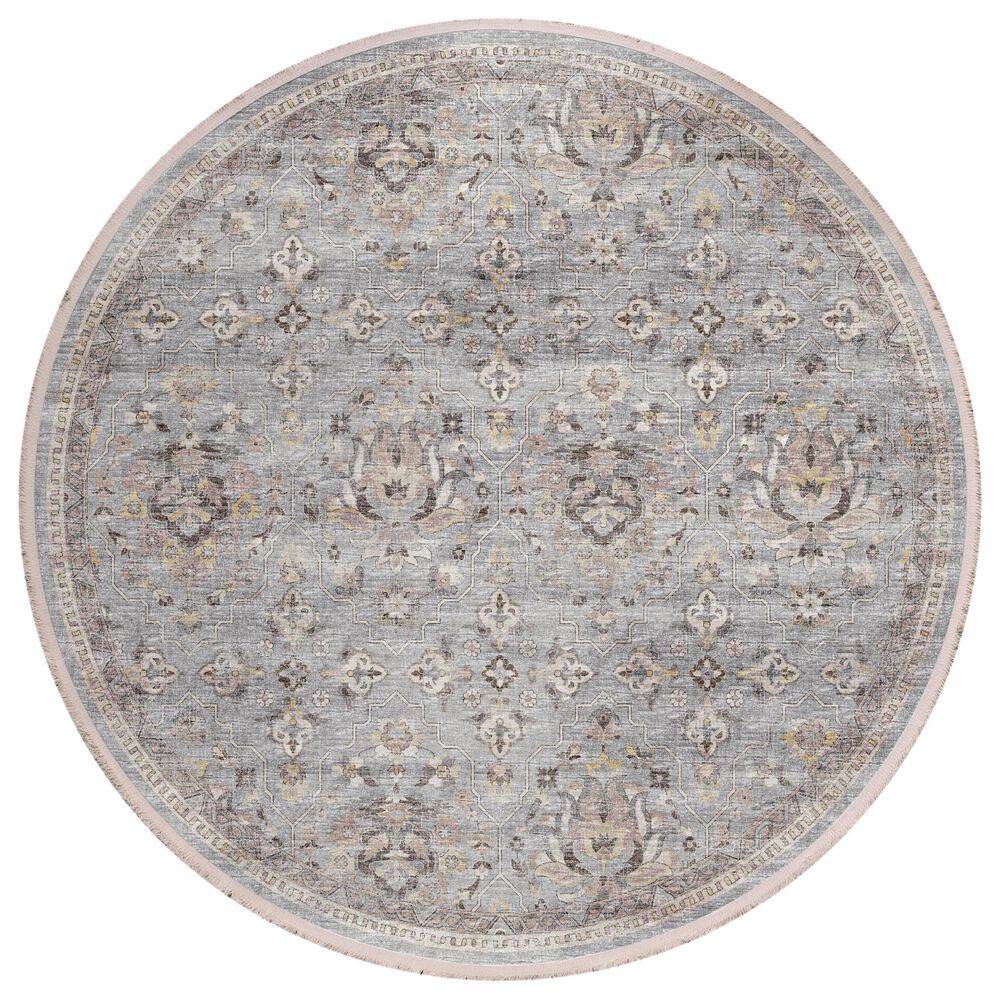 Dalyn Rug Company Marbella 8" Round Silver Area Rug, , large