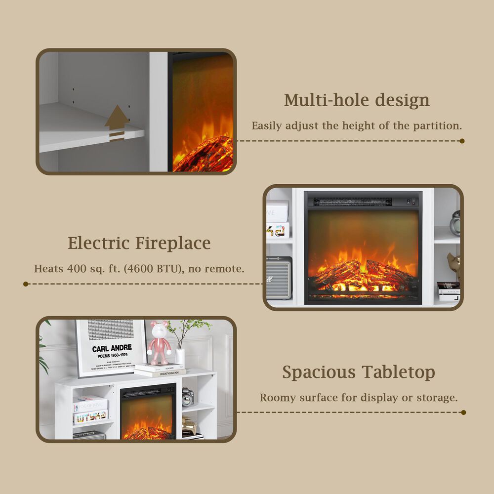 HOMLUX 47" Corner Fireplace TV Stand in Solid White, , large
