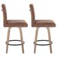 LumiSource Hank Swivel Counter Stool with Brown Fabric Upholstery in Whitewashed and Black (Set of 2), , large