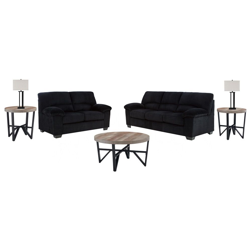 Ashley SimpleJoy, Deanlee and Aniela 7-Piece Living Room Set in Onyx, , large