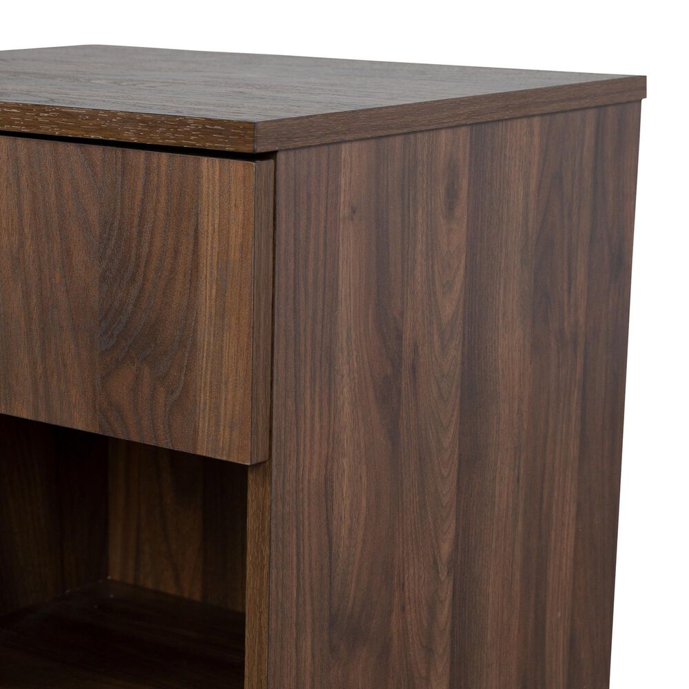 Hearth and Haven Queen Upholstered Bed with Two Nightstands in Walnut, , large
