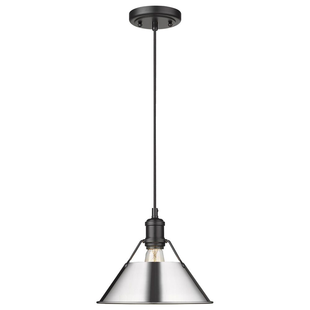 Golden Lighting Orwell 1-Light Medium Pendant with Chrome Shade in Matte Black, , large