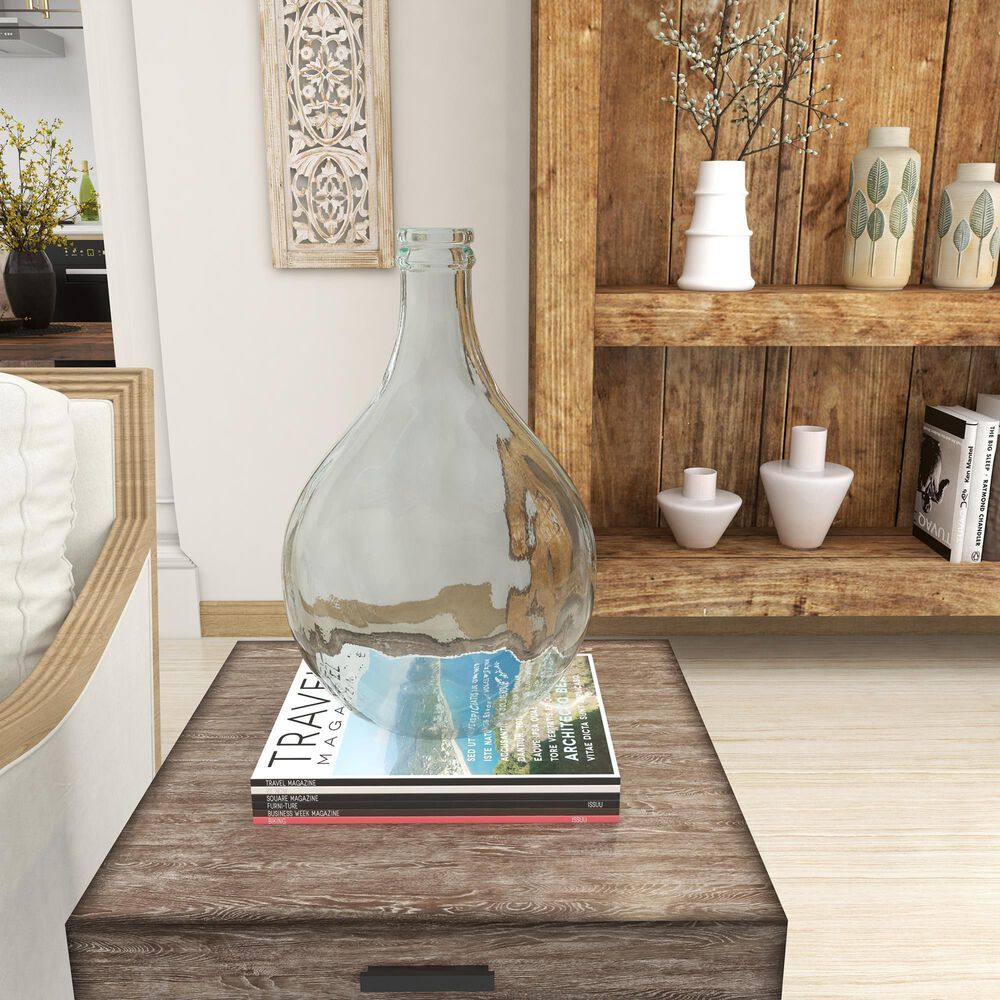 Maple and Jade 17&quot; x 11&quot; Farmhouse Glass Vase in Clear, , large