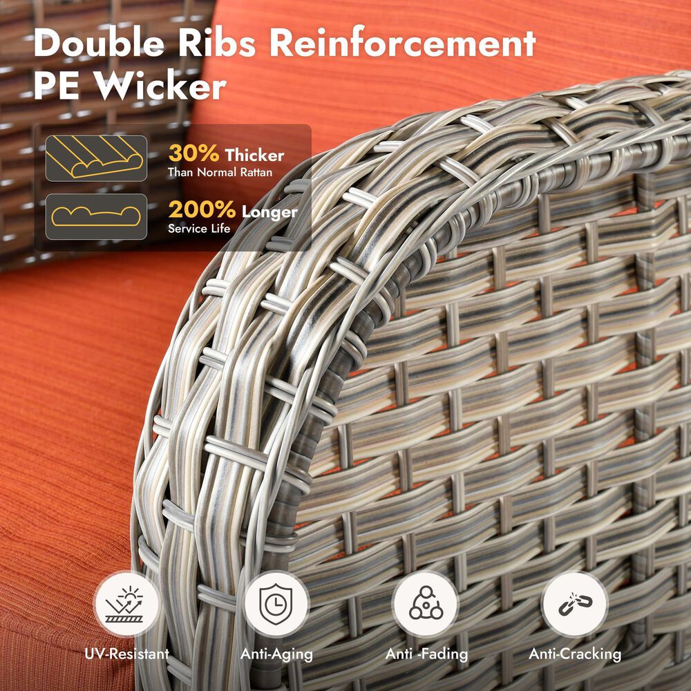 HOMLUX 3-Piece Patio  Conversation Set  in Orange, , large