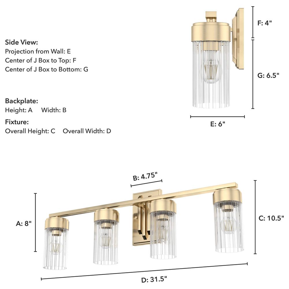 Hunter Gatz 4-Light Vanity in Alturas Gold, , large