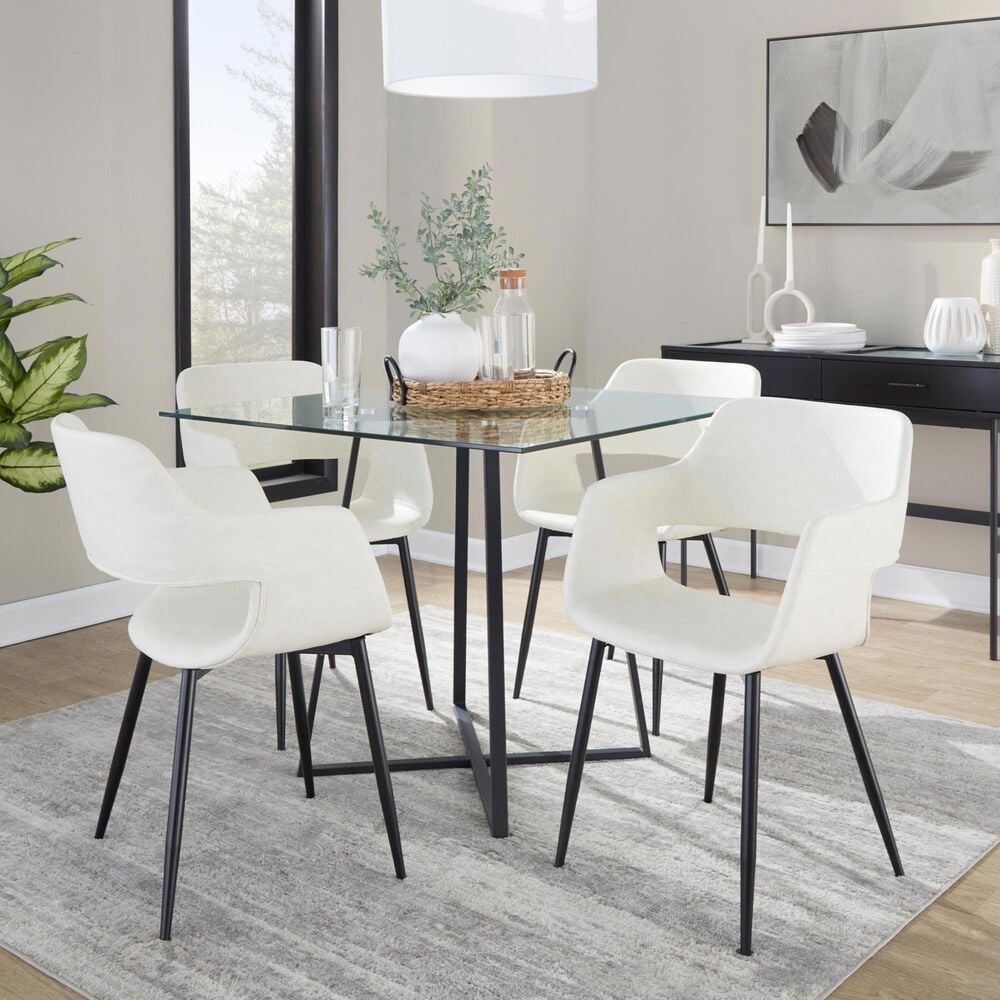 LumiSource Margarite Contemporary Dining/accent Chair in Black Metal and Cream Faux Leather by LumiSource - Set of 2, , large