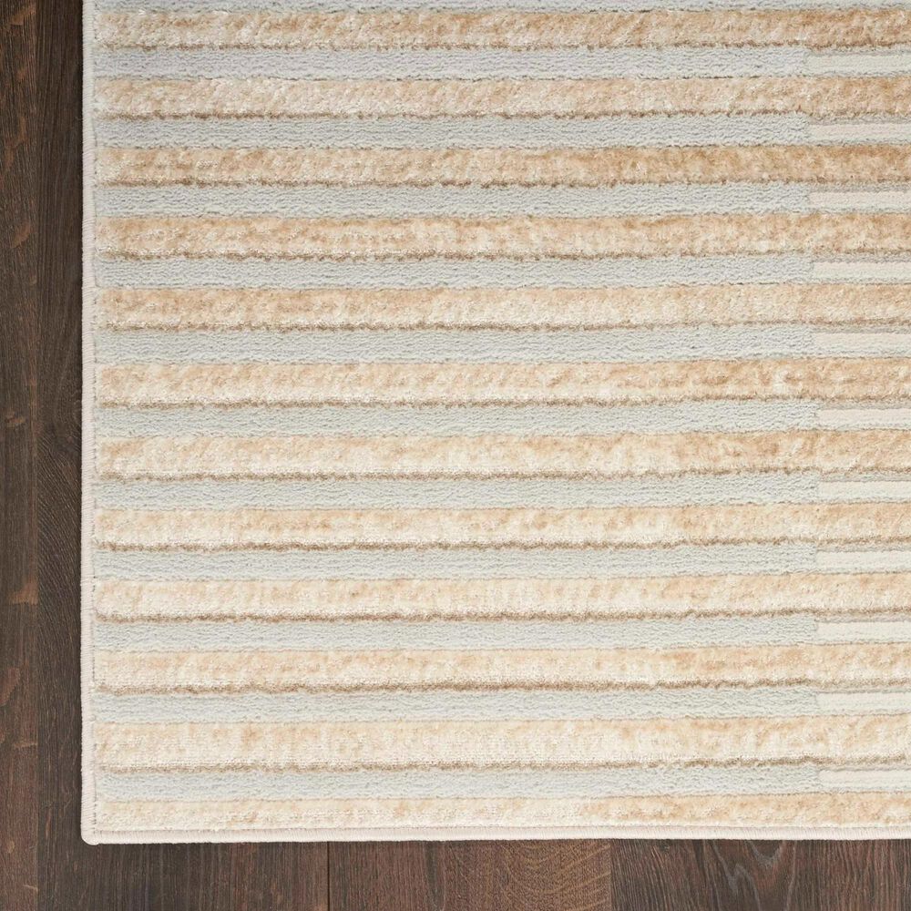 Nourison Brushstrokes 2&#39;2&quot; x 7&#39;6&quot; Beige and Silver Runner, , large