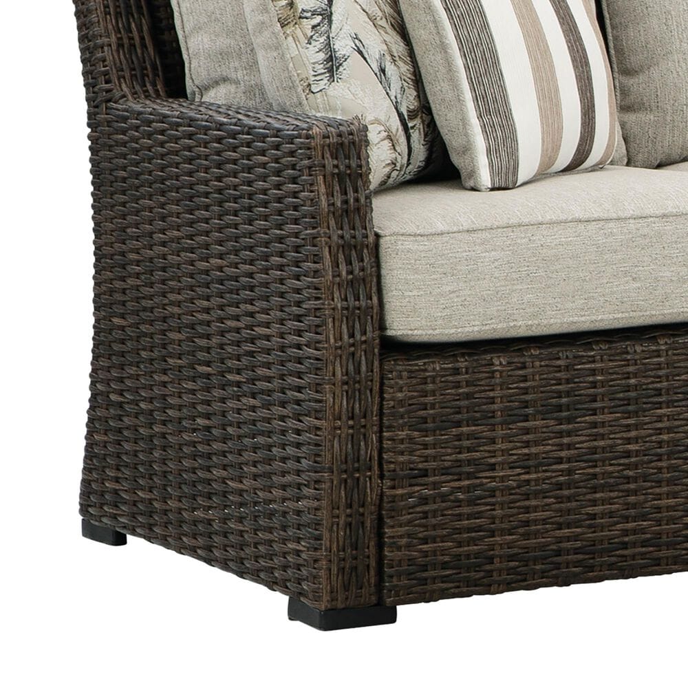 Ashley Brook Ranch 3-Piece Outdoor Sofa Sectional with Bench in Brown, , large