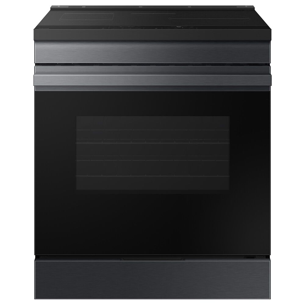 SAMSUNG 2-Piece Kitchen Package with 30&quot; Slide-In Induction Range and 2.1 Cu. Ft. Over-the-Range Microwave in Matte Black Stainless Steel, , large