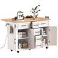 HOMLUX 56.5"" Kitchen Island with Drop Leaf in White and Natural, , large